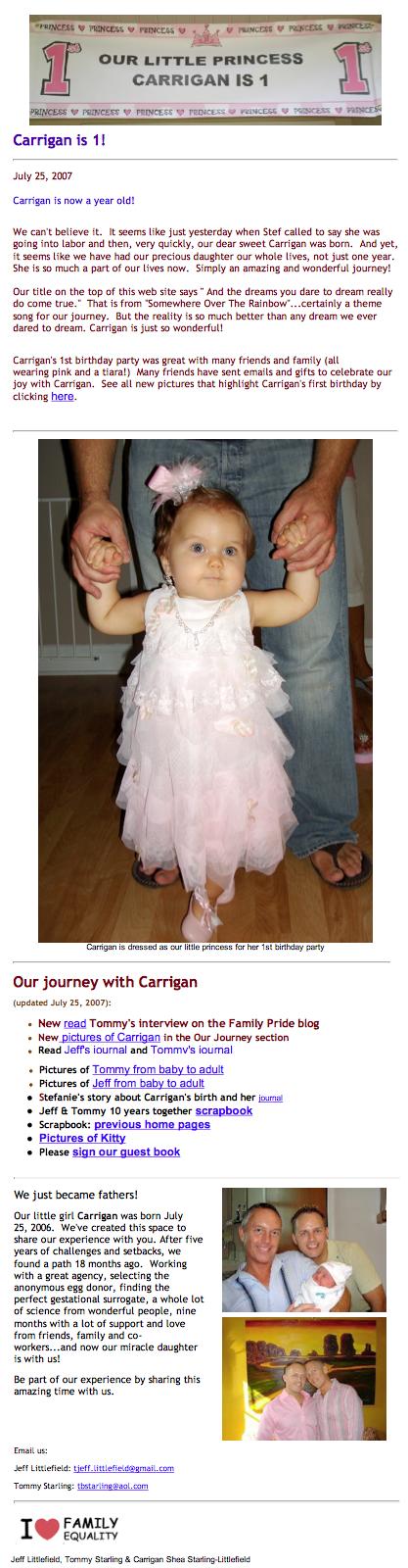 July 25, 2007 Carrigan is 1 year old